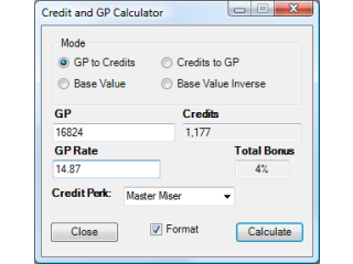 GP To Credit Calculator