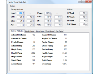 HentaiVerse Stat Calculator